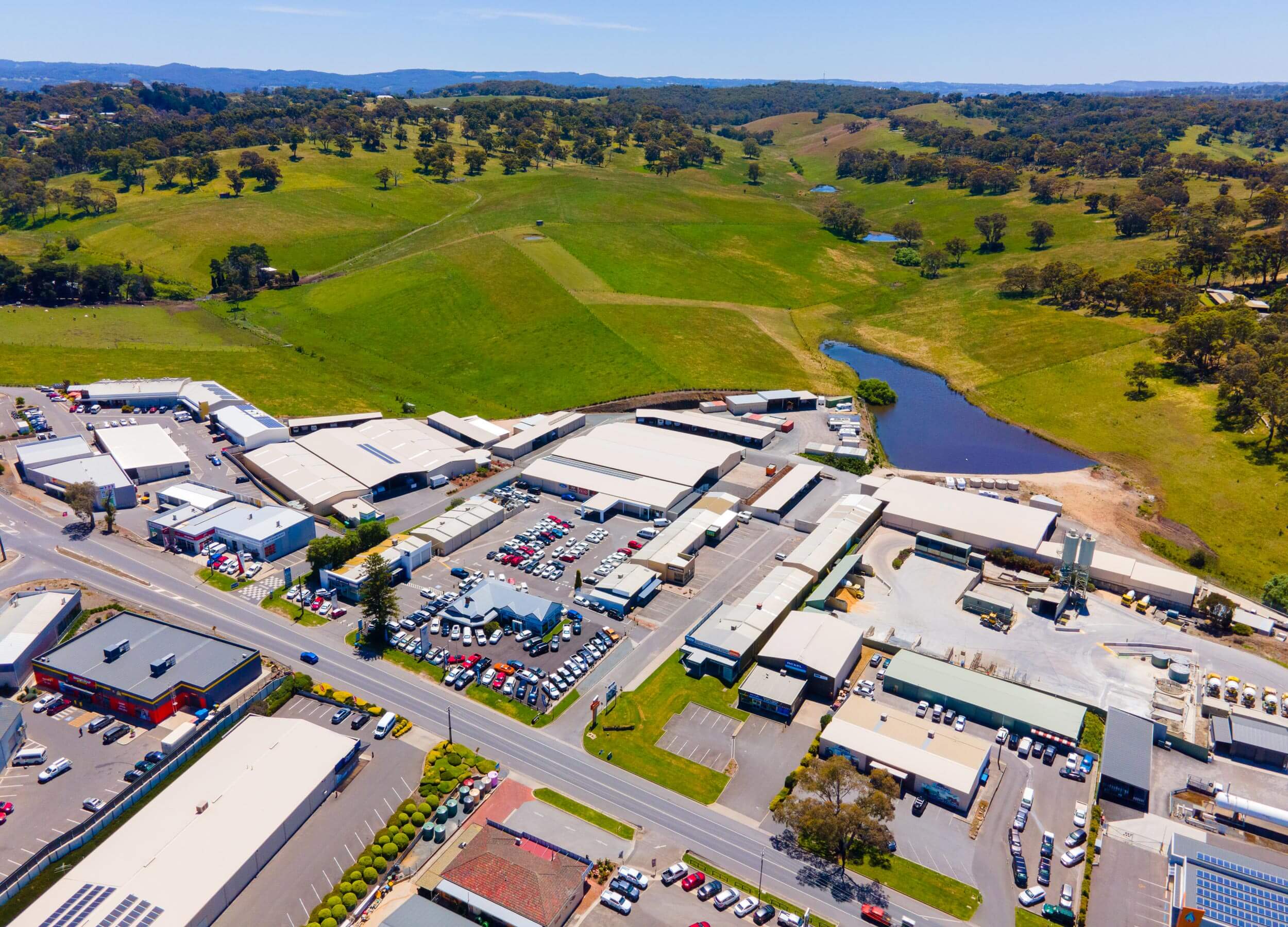 Drone shot of storage unit complex