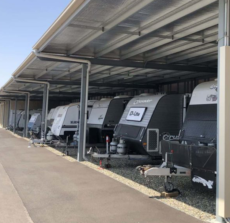 Multiple caravans undercover in storage