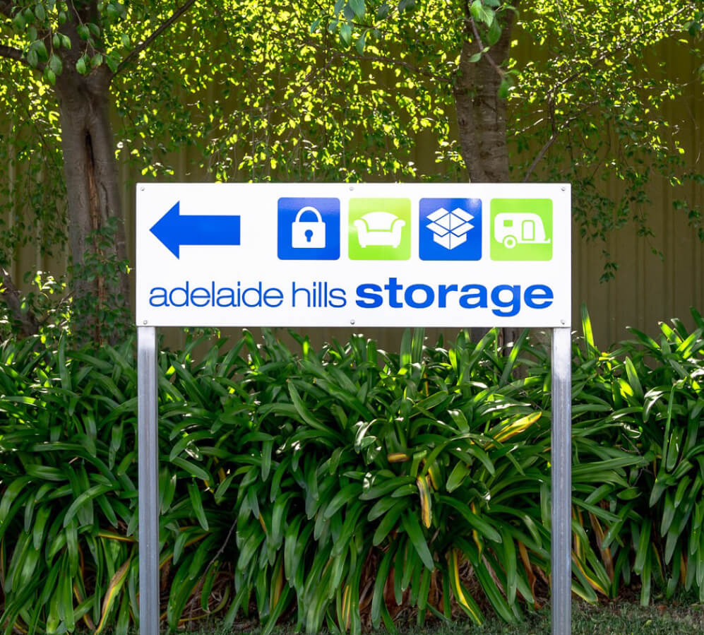 Adelaide Hills Storage sign post